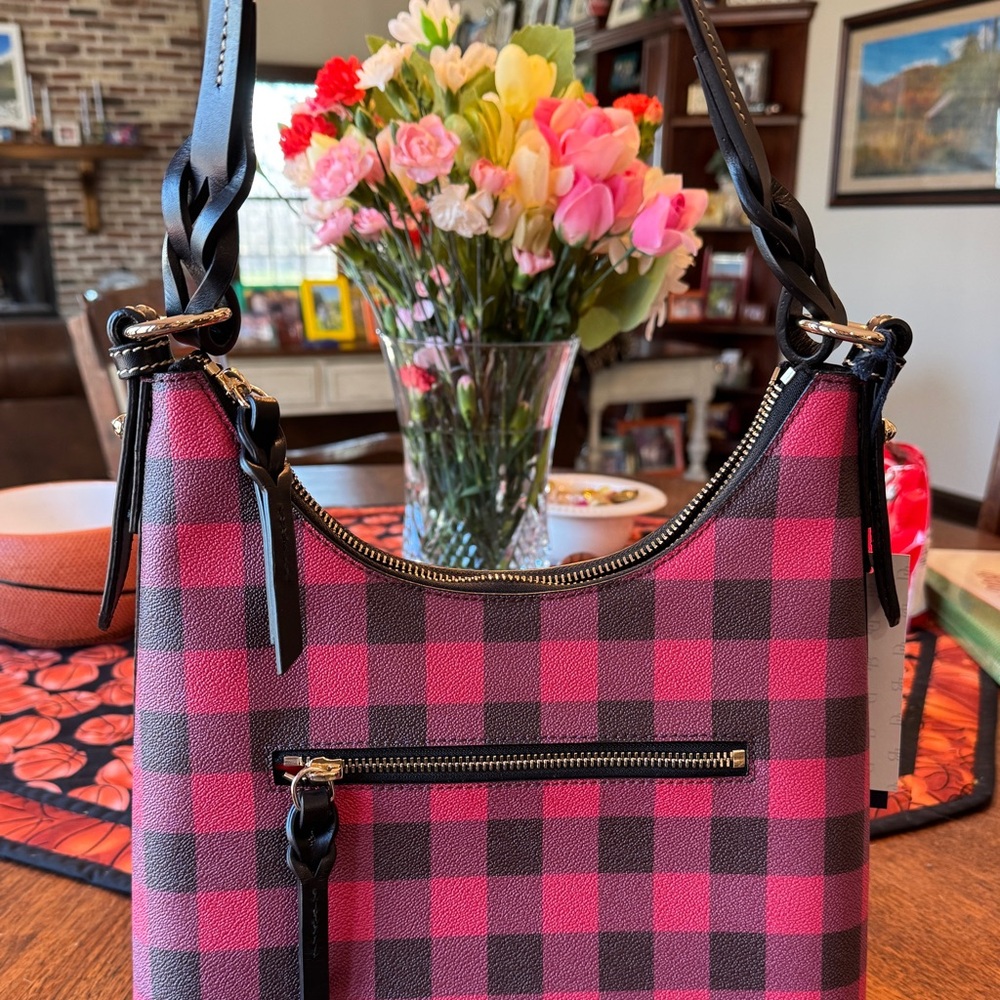 Dooney & Bourke Red and Black Buffalo Plaid Shoulder Bag - Picture 4 of 10